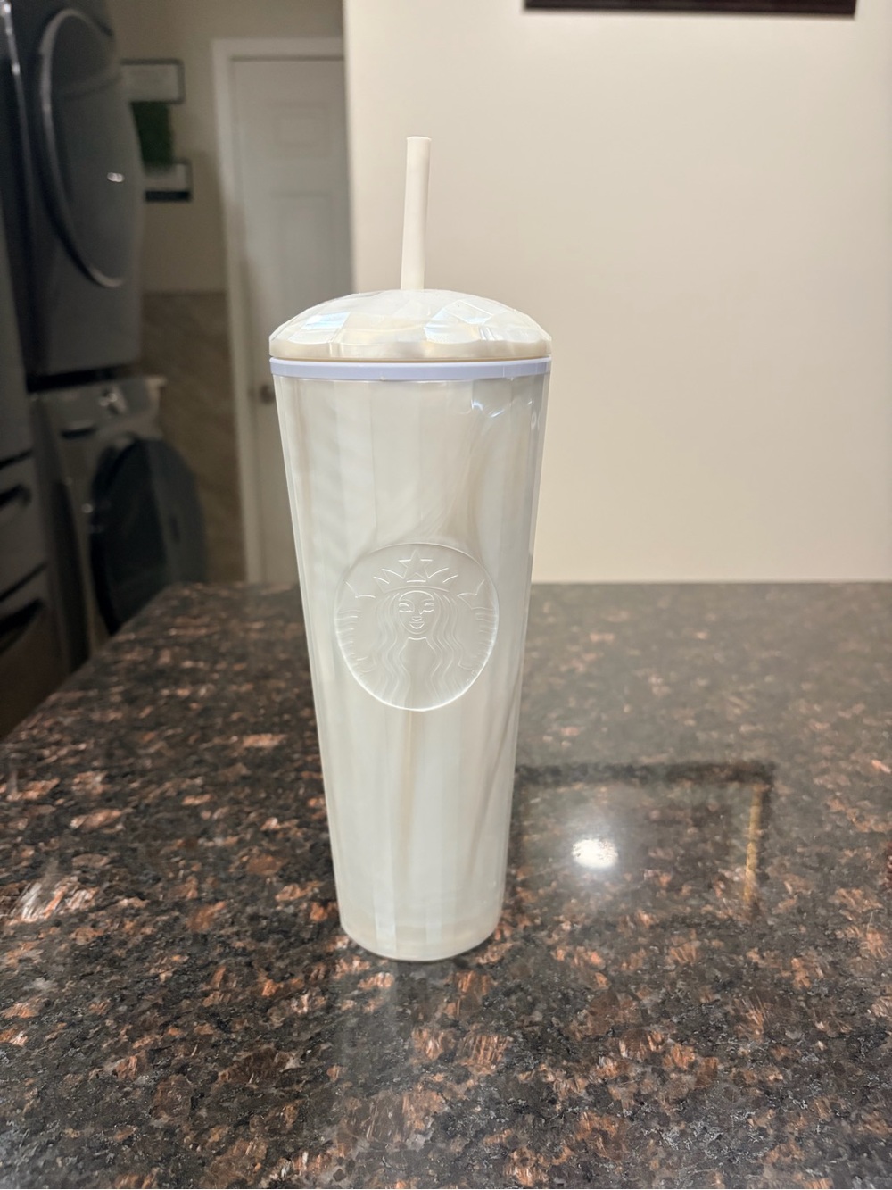 Starbucks Cream Marble Tumbler with Straw